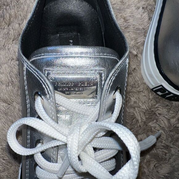 Phillip Plein metallic LAMINATED LEATHER LO-TOP SNEAKERS MEGASTAR - Picture 8 of 9